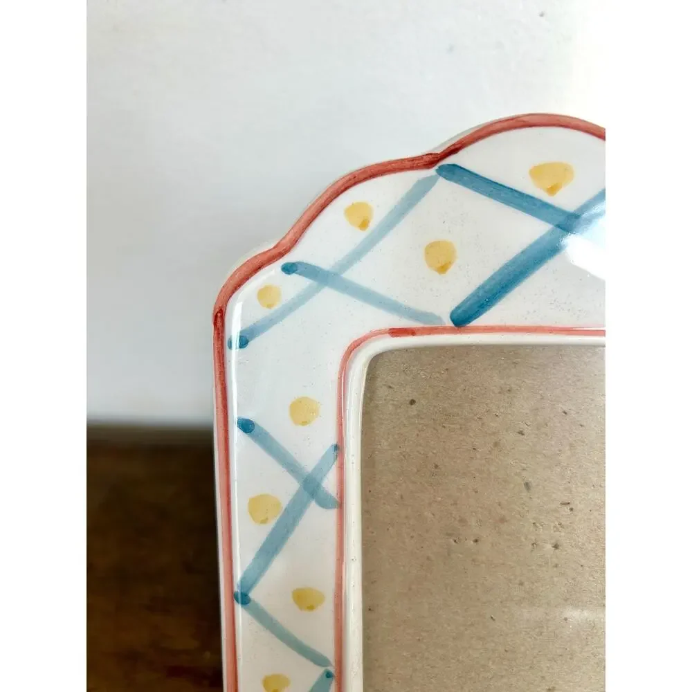 Vintage Handpainted Ceramic 2.5x4 Picture Frame | Cottagecore Granny Chic Decor